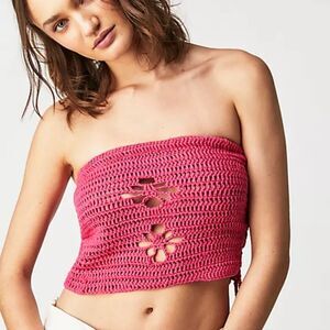 TACH Vibrant Pink Crochet Top XS